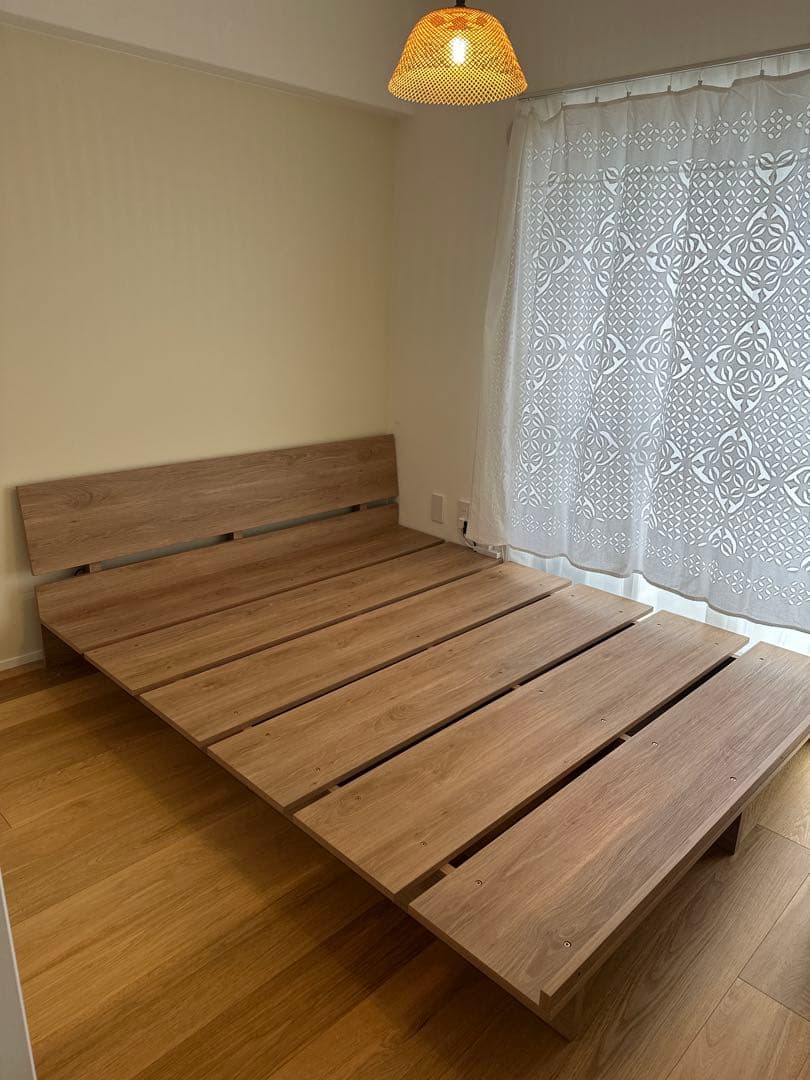 【組み立て済み】ローベッド、ダブルベッドフレーム RASIK（ラシク） ベッド ステージタイプ ダブル 幅160cm ベッド