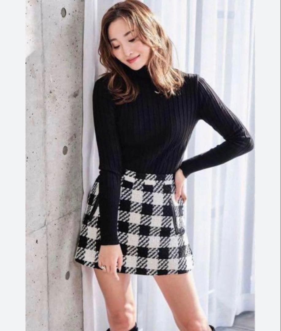 Sheller シェリエ レザーパイピングキュロット チェック ツイード