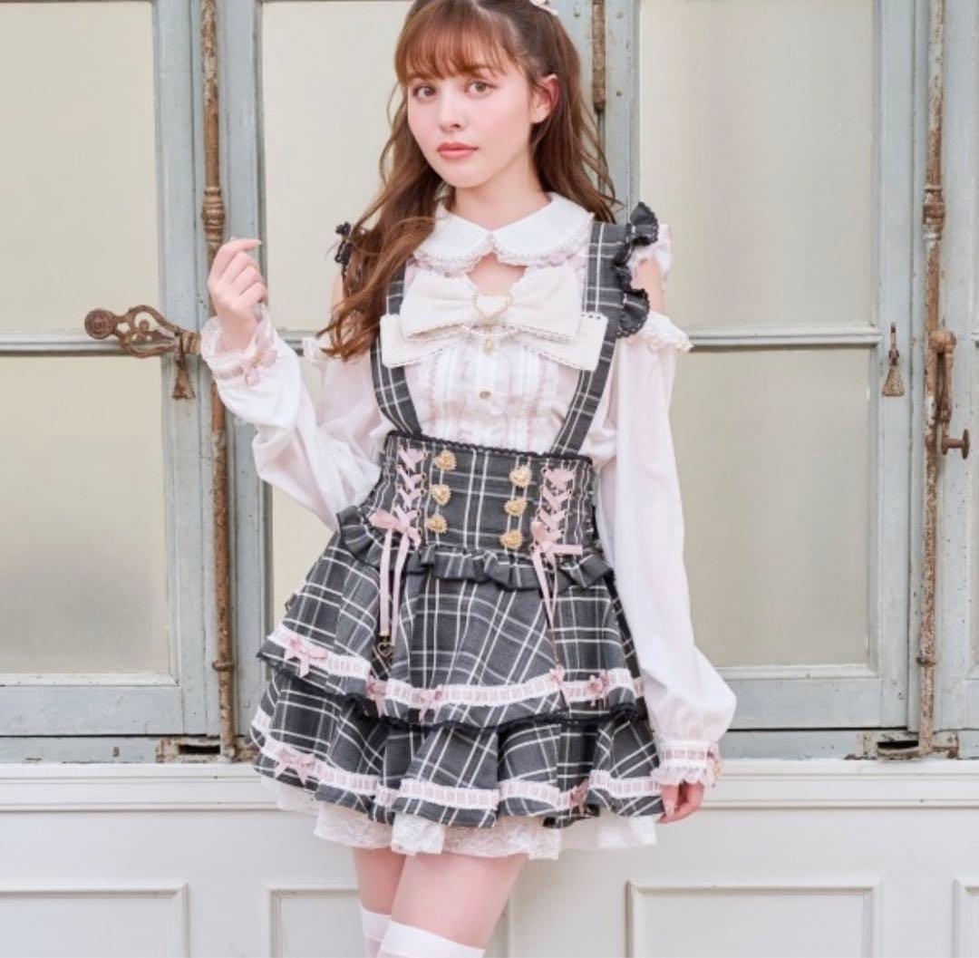 lizlisa はしごリボンチェックティアードスカパン - メルカリ