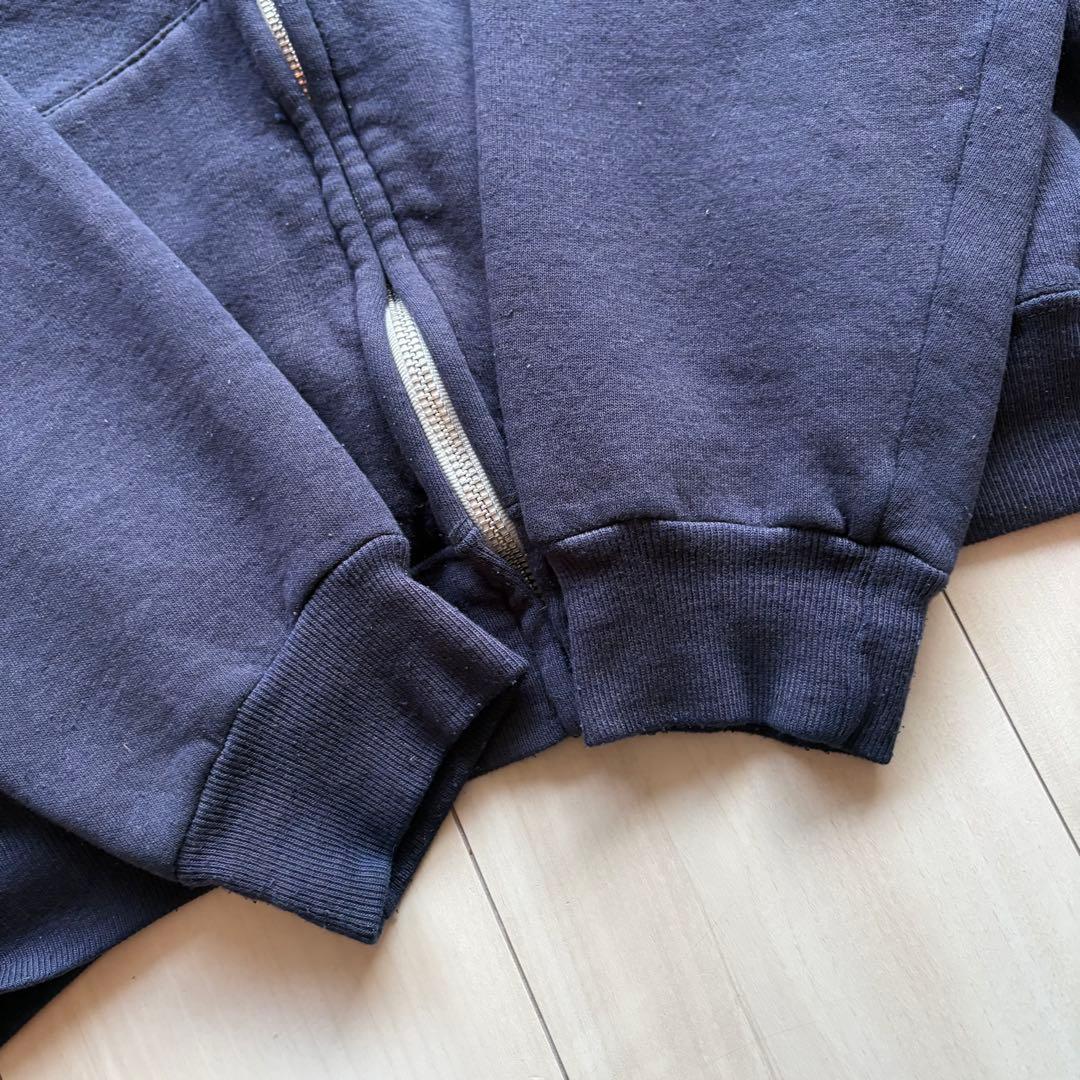 80s フルジップパーカー USA製 ナス紺 アルミジップ XL相当 フェード