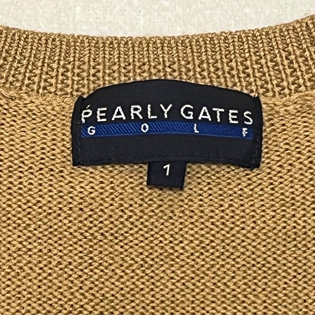 美品 パーリーゲイツ ゴルフ ニット セーター 1 89 ウール キャメル