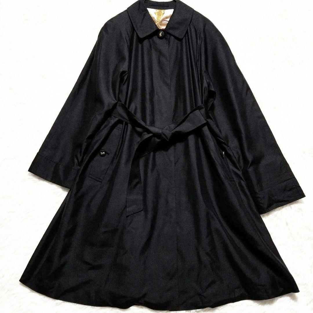 バーバリー Burberry 金タグ スカーフ柄 ステンカラーコート 比翼仕様