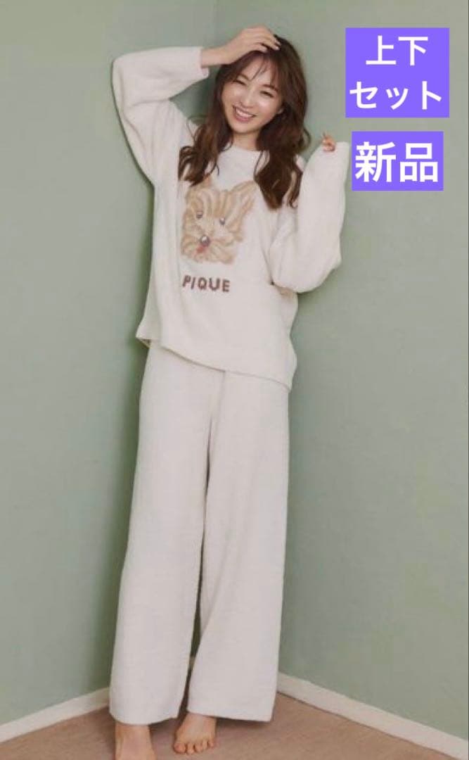 【新品】ジェラートピケメレンゲドッグ柄プルオーバー＆ロングパンツヨークシャテリア 新品】ジェラートピケメレンゲドッグ柄プルオーバー＆ロングパンツ