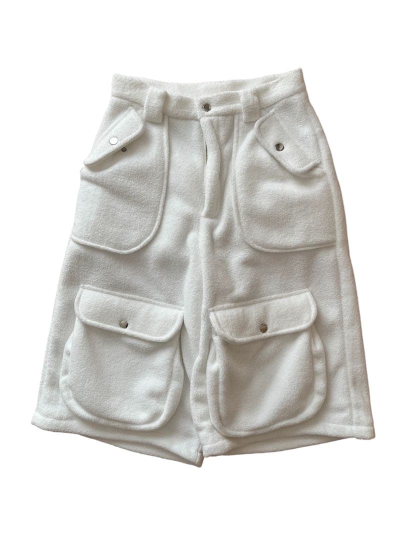 あおば着用 a2o パイルワイドカーゴショーツ ハーフパンツ ホワイト