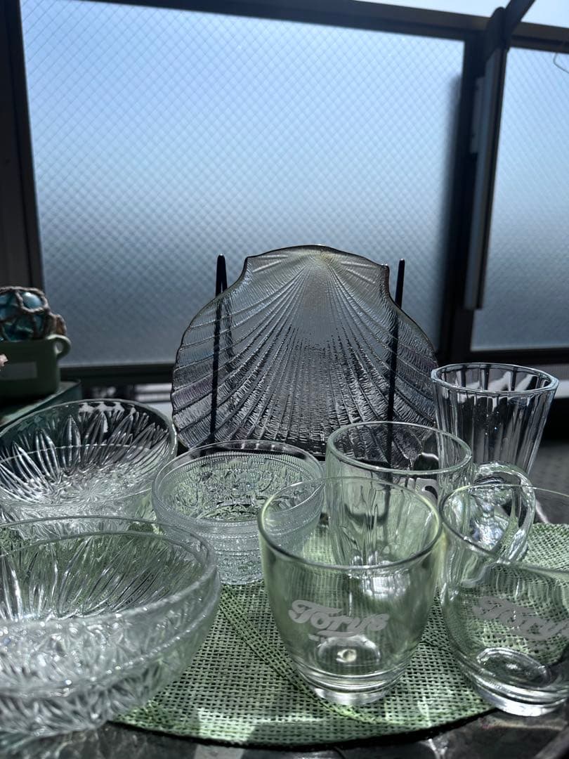 プレスガラス 昭和レトロ Tory's ガラス食器セット クリスタル11点