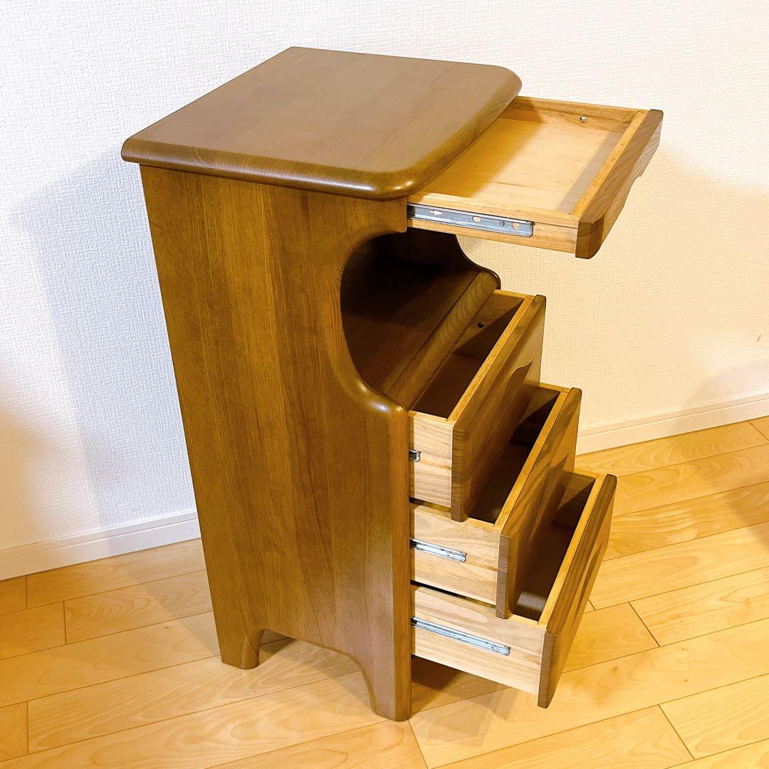 karimoku カリモク 電話台 コンセント付き キャビネット 4段 引出し