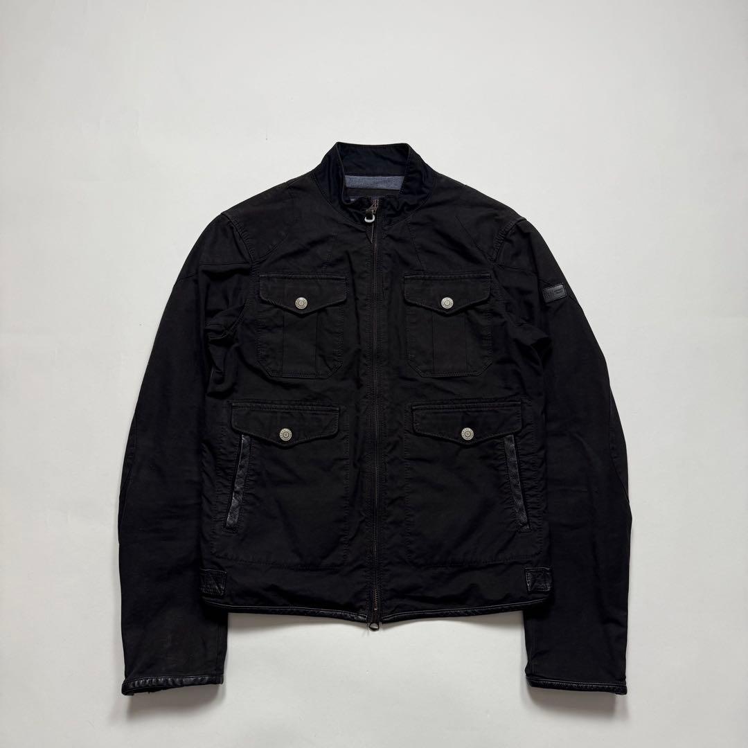 2000s Armani Jeans cotton × leather jkt Armani Jeans Leather Jacket (2000s)