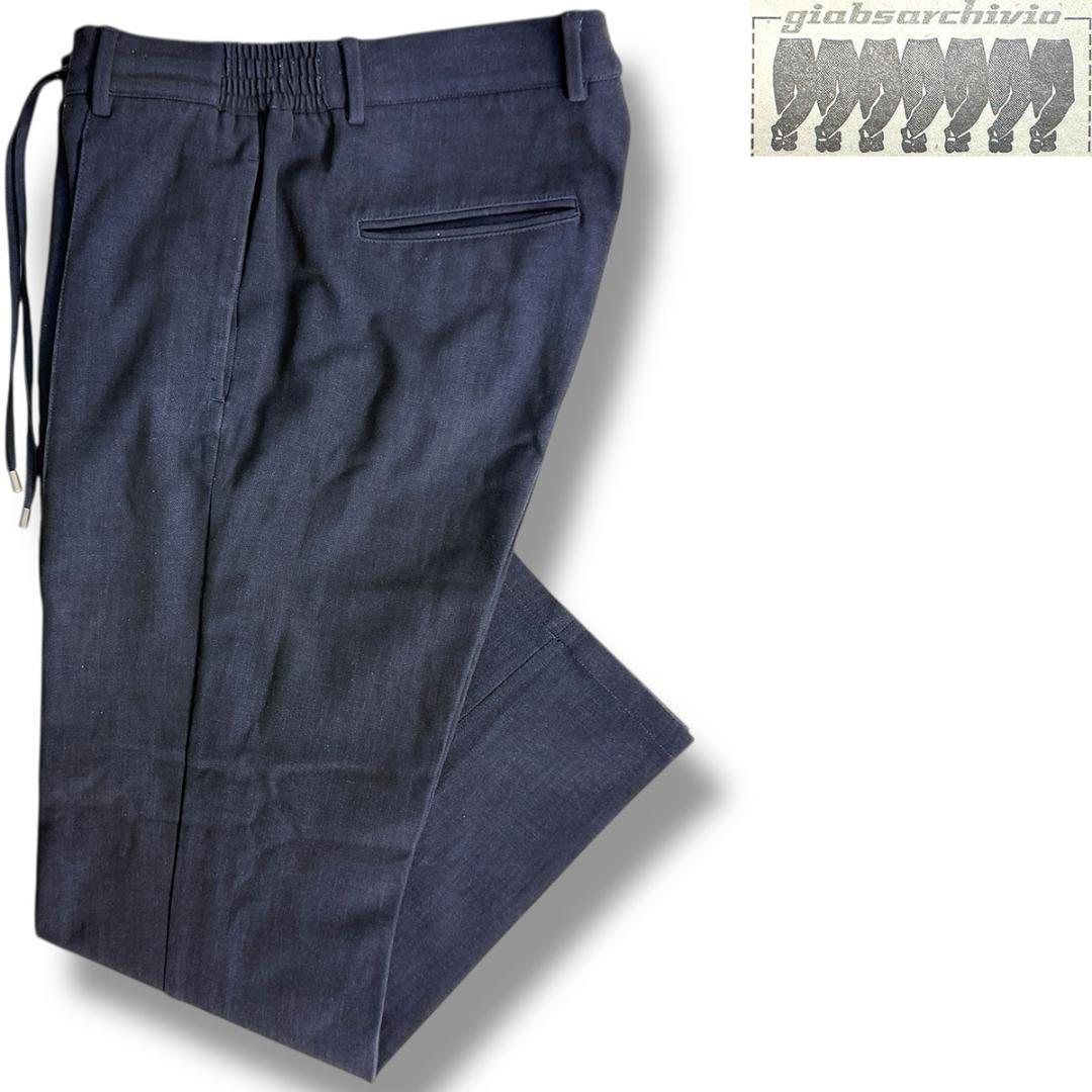 J7183美品 ジャブスアルキヴィオ 永久クリースマサッチョデニムスラックス48 giab's ARCHIVIO（ジャブス アルキヴィオ） MASACCIO M-1 マサッチョ