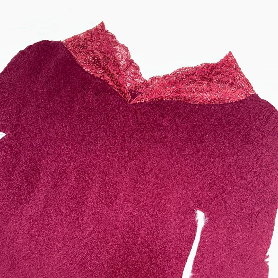 新品、Chacott チャコット ノーソーイングニット、M、深いワイン