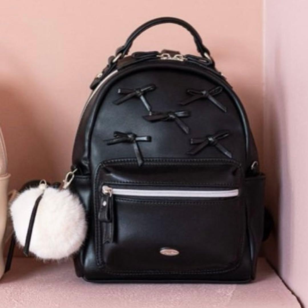 メゾピアノジュニア　ファーぼん天チャームつきリボンいっぱい合皮リュック ファーぼん天チャームつきリボンいっぱい合皮リュック（リュック