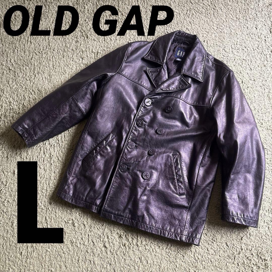 OLD GAP レザー Pコート　ジャケット　Lサイズ　カーコート　野村訓市 超希少】野村訓一着用 OLD GAP レザーカーコート ブラック 本革 L