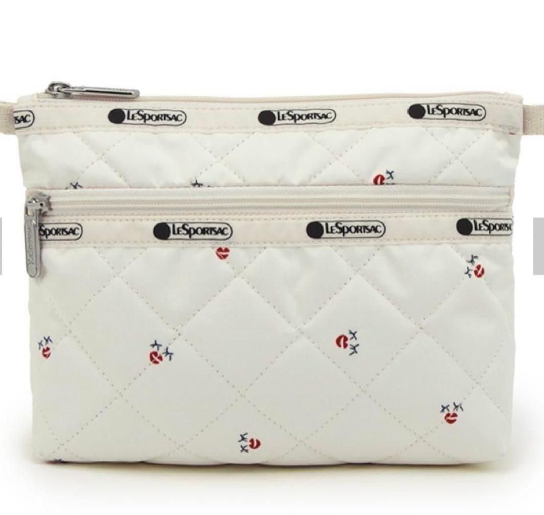 新品　レスポートサック　神崎恵さんコラボ　化粧ポーチ　キルト　ハミングリップス レスポートサック 神崎恵さんコラボ チェリーキルト スクエアコスメ