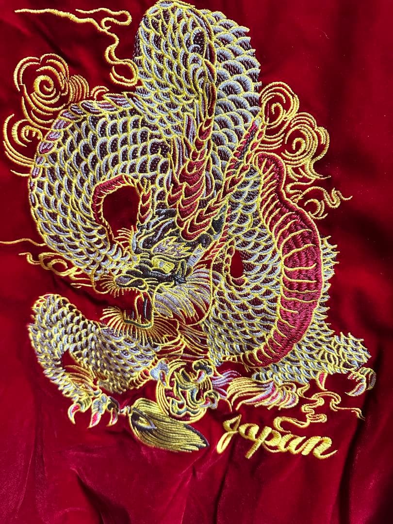 暴走计划 別珍 ベロア スカジャン Lサイズ 龍 刺繍 赤 スーベニア