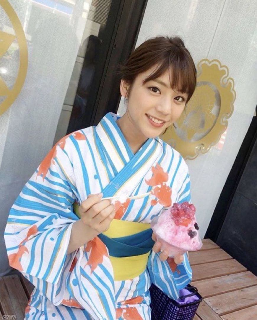 でこ✨ZIP!貴島明日香さん着用♡三松ふりふ金魚柄よろけ縞 浴衣 あさっては七夕🎋ということで、今朝のZIP!では浴衣を着させていただき