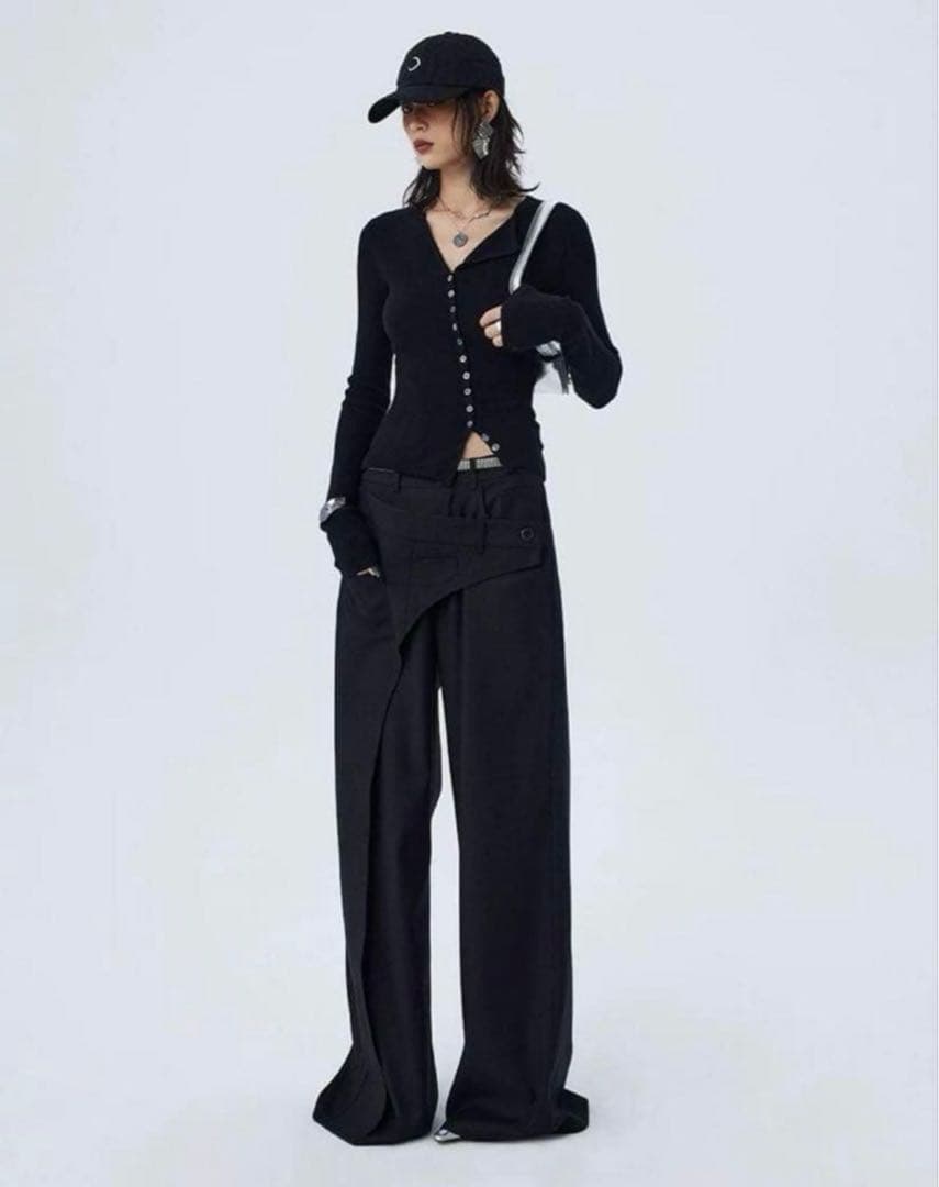 our hour 変形slacks ANCELLM WOOL WIDE EASY TUCK SLACKS BLACK 2025AW 通販ページ octavia