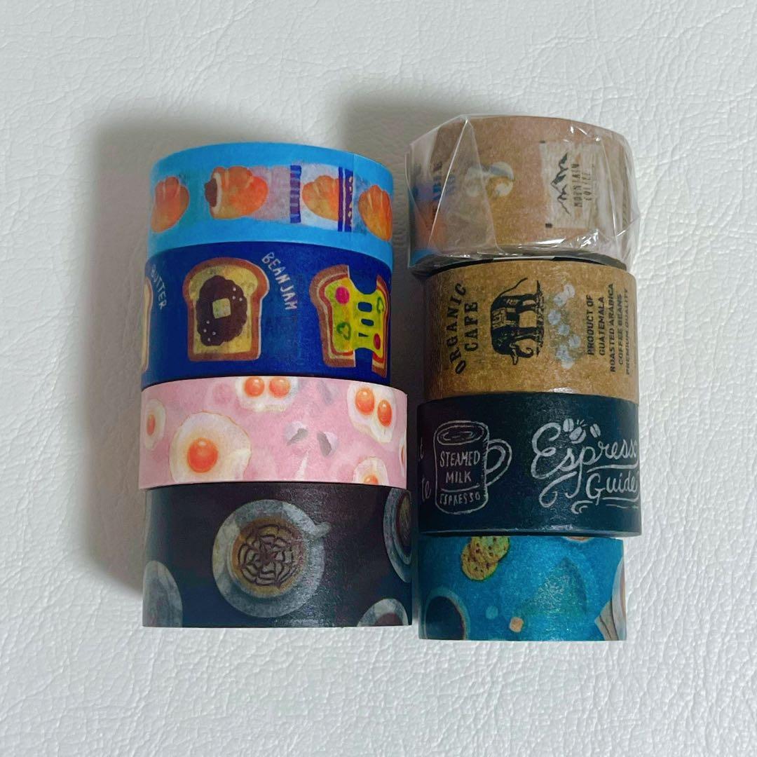 マスキングテープ マステ まとめ売り ⑥ 8本 カフェ コーヒー パン
