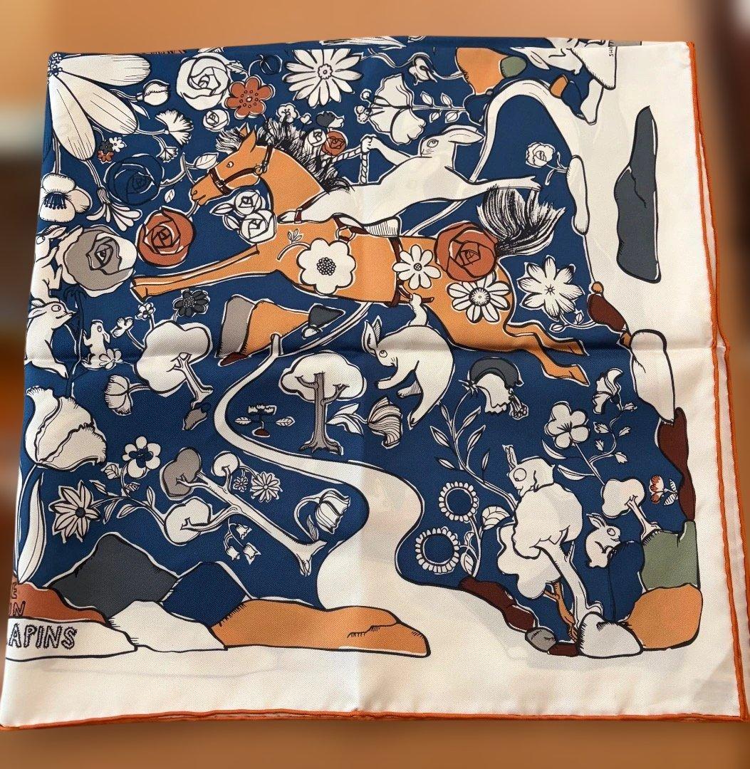 HERMES エルメス　カレ９０　《千と一のウサギ》