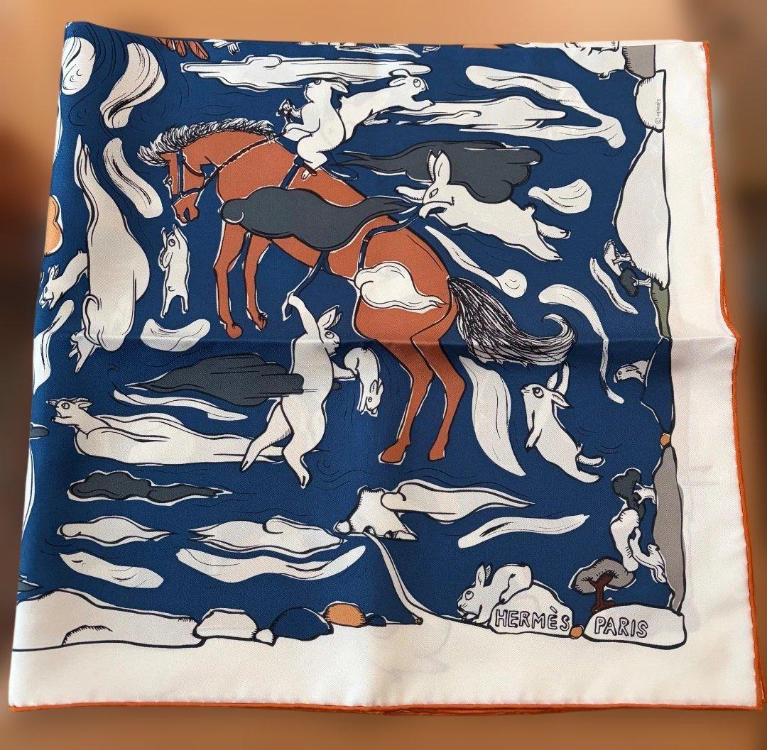 HERMES エルメス　カレ９０　《千と一のウサギ》