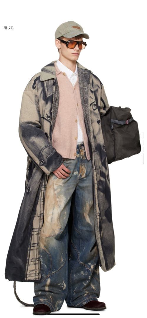 Acne studios グレー ワックスキャンバス トートバッグ