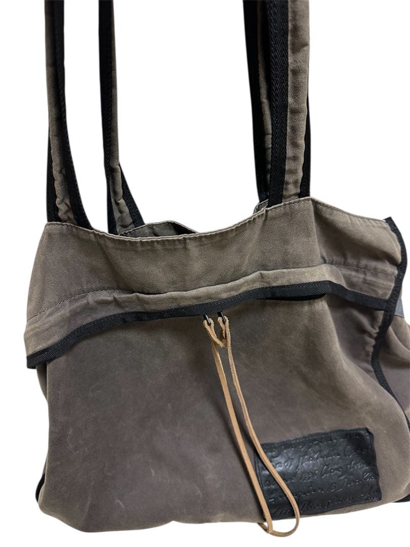 Acne studios グレー ワックスキャンバス トートバッグ