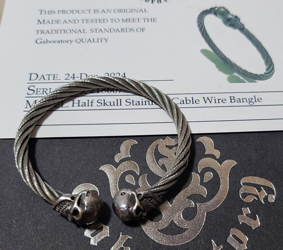 ら*ら様 ガボラトリー　ハーフスカル　ステンレスケーブル　ワイヤーバングル GABORATORY(ガボラトリー)お客様のオーダーハーフケーブルワイヤー