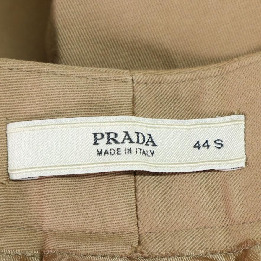 PRADA プラダ ベージュ コットンパンツ 44S 比翼 イタリア製 裾ダブル