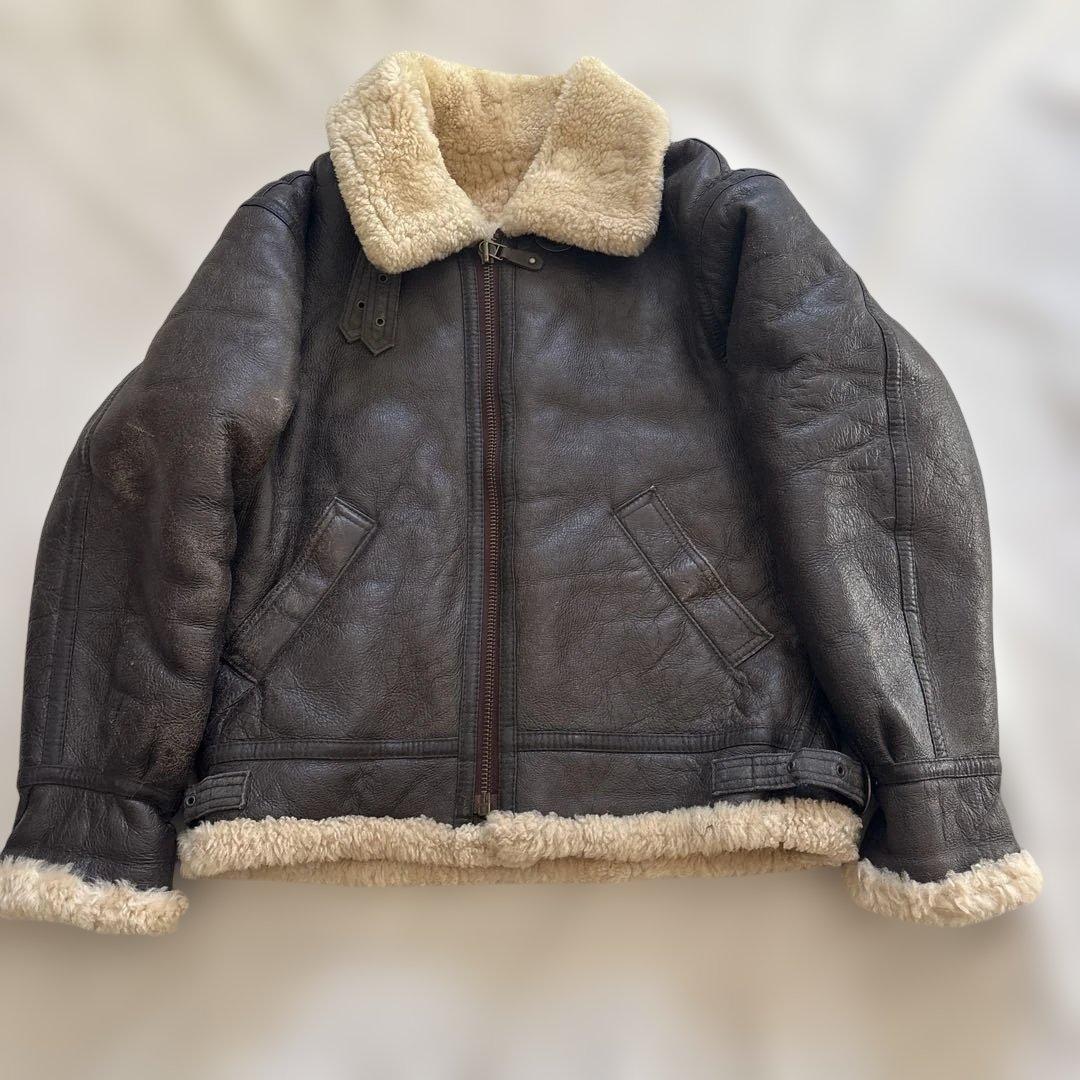 人気✨B-3 リアルムートン フライトジャケット レザージャケット L フライトジャケット B3 ムートンジャケット レザージャケット 革ジャン