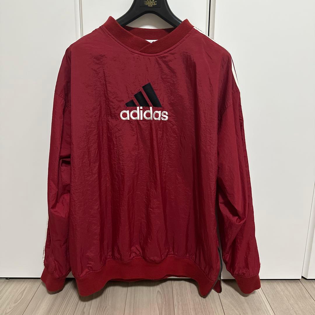 old adidas 赤プルオーバー ナイロンジャケット adidas - 90s adidas 常田大希 万国旗タグ プルオーバー ナイロン