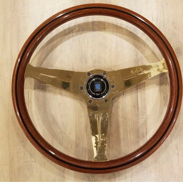 NARDI☆ナルディクラシックウッドステアリング/当時物ゴールド 38
