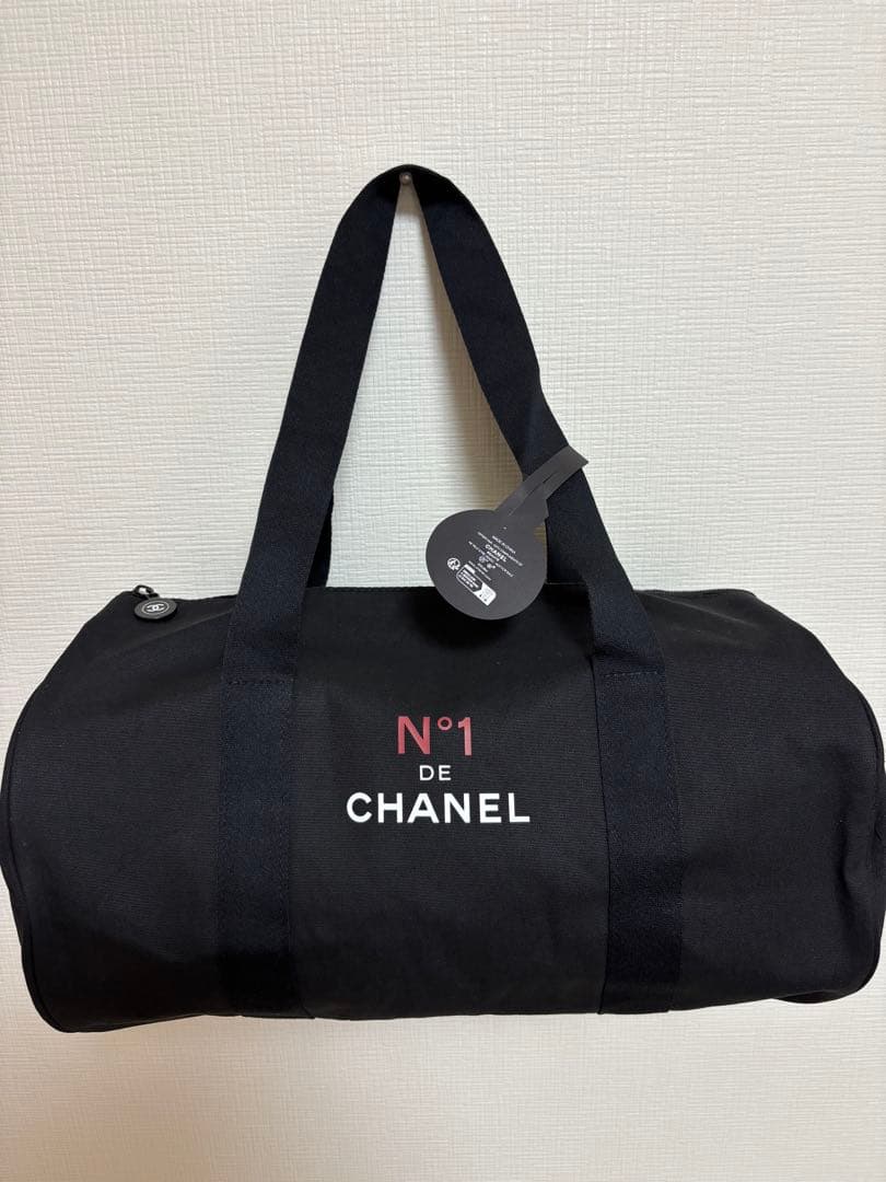 CHANEL ノベルティ N°1 DE CHANEL 黒　ボストンバッグ 非売品】CHANEL N°1 シャネル ノベルティキャンバス ボストンバッグ