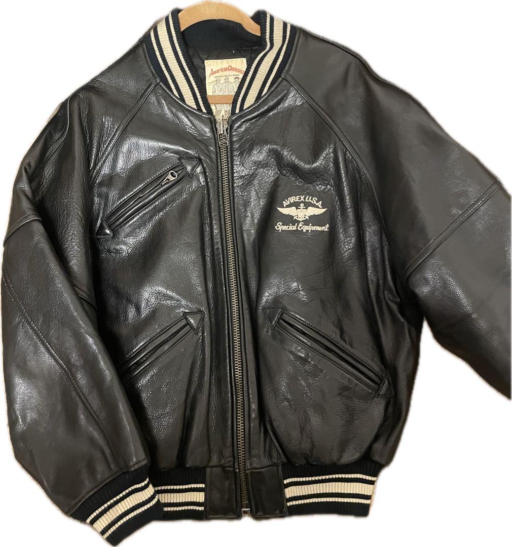 AVIREX ブラックレザージャケット AVIREX × Eddie Bauer》LIGHT LEATHER BOMBER JACKET | AVIREX