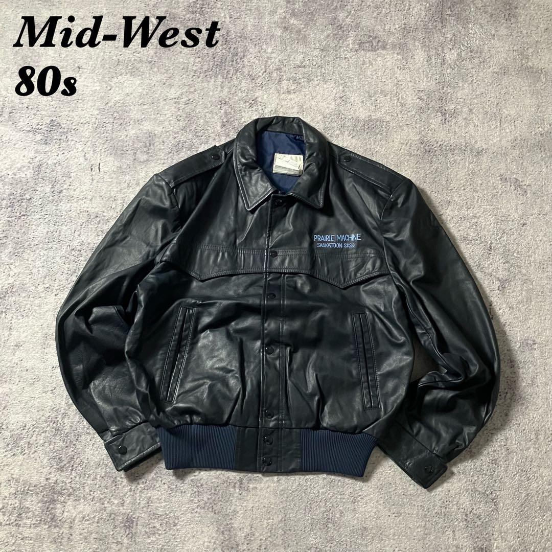 80sカナダ製短丈レザージャケット本革刺繍ボンバージャケット革ジャンブラック黒 OY（オーワイ） 革ジャン ライダース BUTTERFLY VEGAN LEATHER JACKT