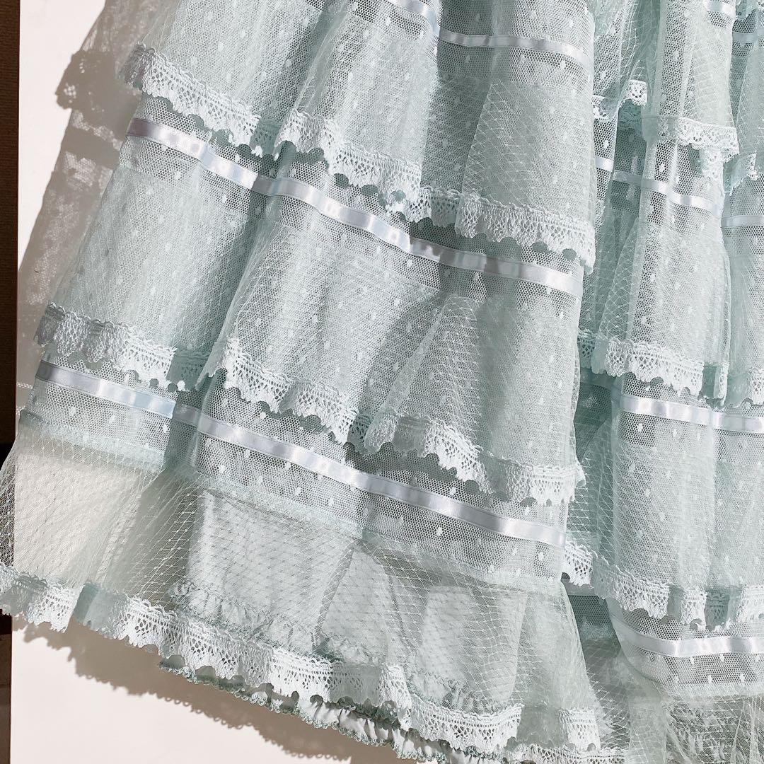 美品】 25年 PINK HOUSE ポルカドットチュールフリル使いスカート②