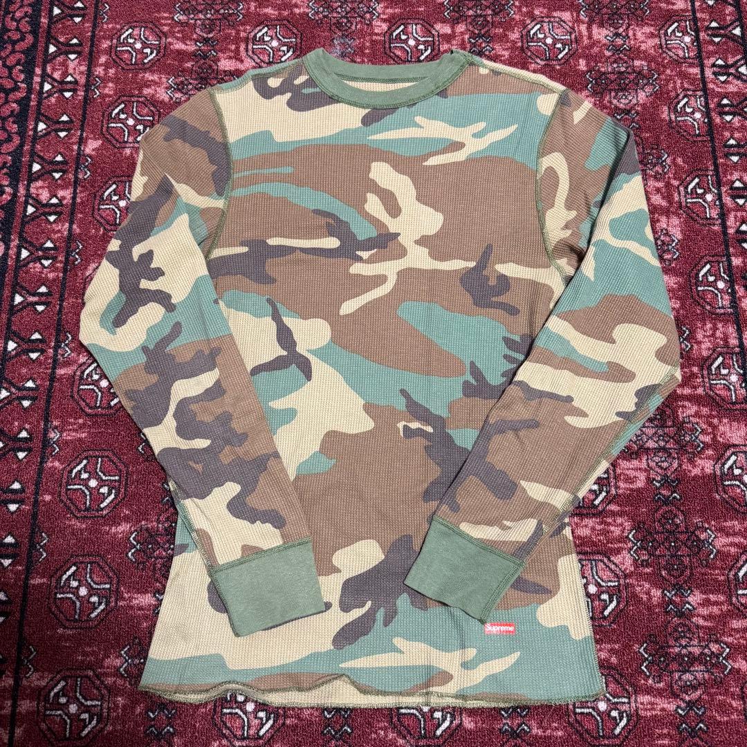 Supreme 迷彩 thermal Supreme(シュプリーム) / 長袖Tシャツ/S/コットン/KHK/カモフラ/迷彩