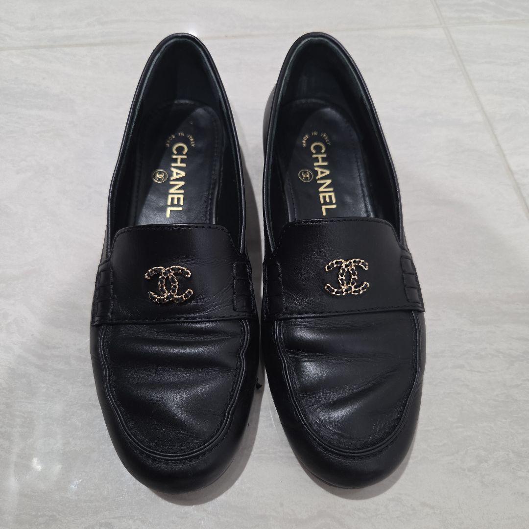 CHANEL ココマーク カーフスキン チェーン ローファー - メルカリ