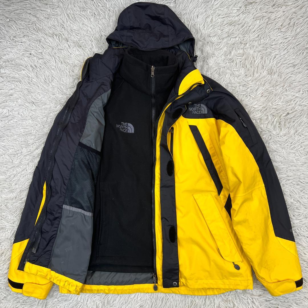 《美品》ザノースフェイス ゴアテックス マウンテンパーカー メンズ 黒黄 (L)