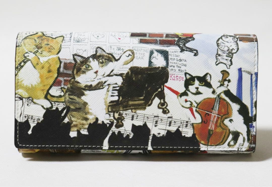 《マンハッタナーズ》箱付未使用【ミュージック、ミュージック】レザーかぶせ式長財布