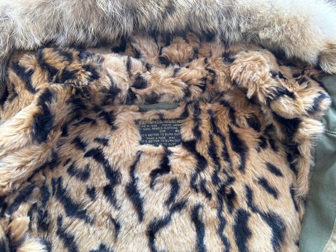 ワコマリア モッズコート レオパード ボア L コヨーテファー - メルカリ