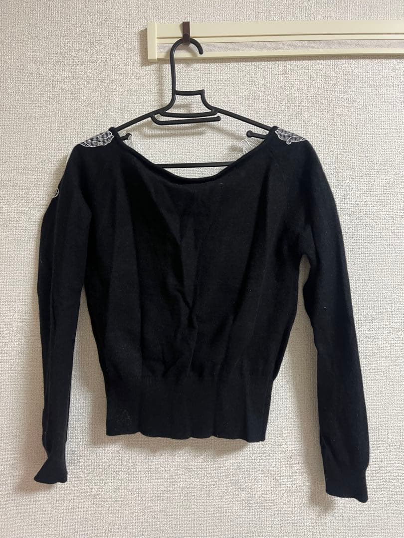 poláura polaura ポローラ レースフリルカーディガン black