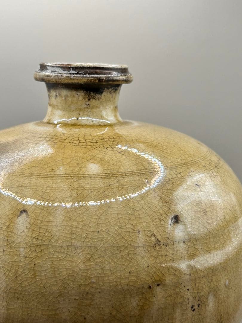 なんとも輝かしい古壺 古瀬戸 俵壺 唐津系壺 木箱○ 永仁の壺 壺 花器