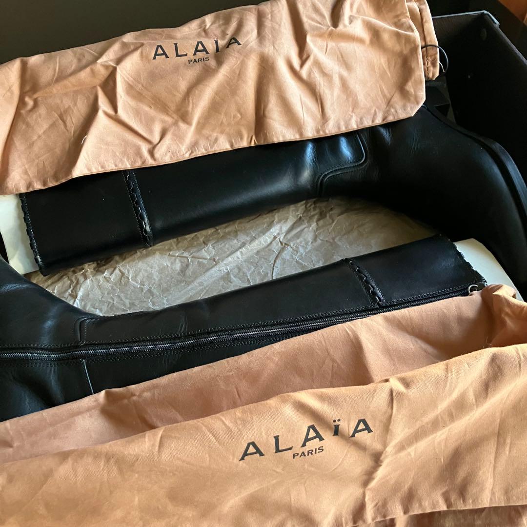希少 ALAIA レザーロングブーツ ビンテージ アズディン・アライア