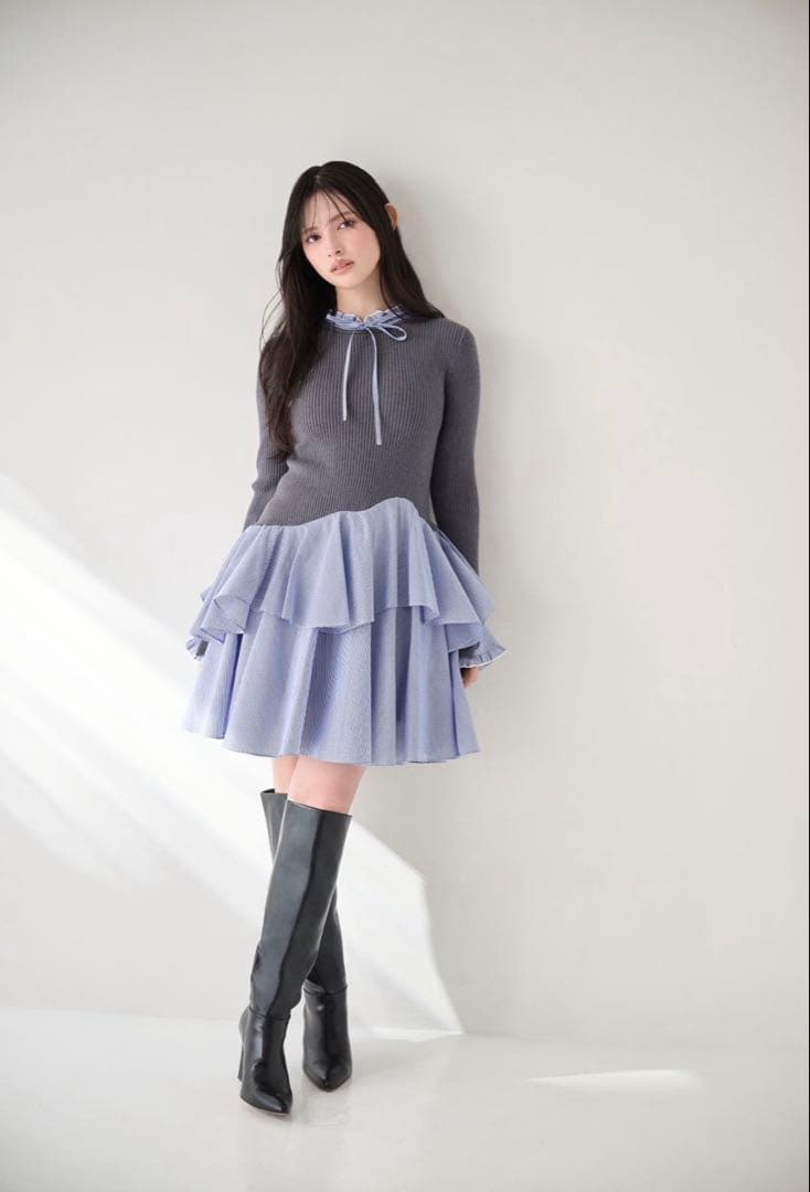 スナイデル Sustainableドッキングミニニットワンピース　ST Sustainableドッキングミニニットワンピース(ミニワンピース