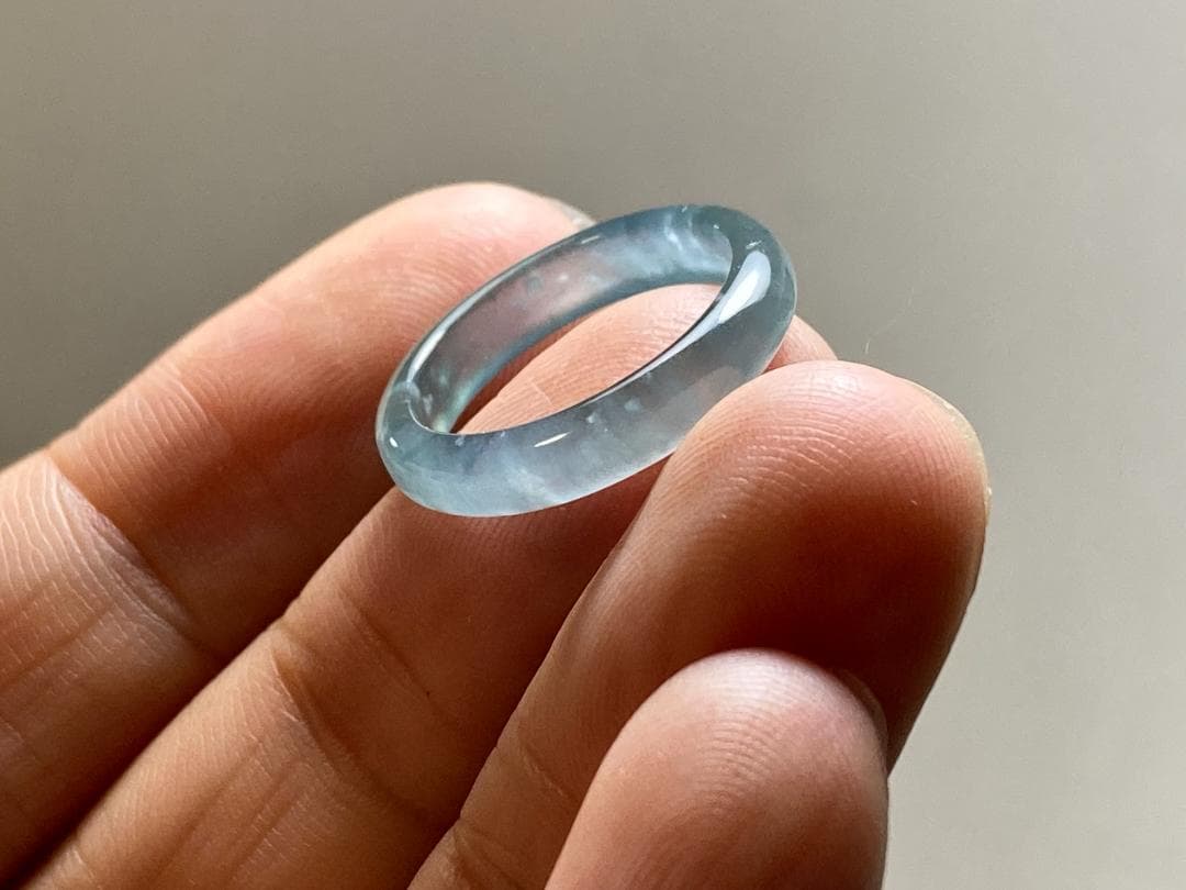 L16-156上品ピンキーリング氷種氷水青7.5号グアテマラ産A貨本翡翠