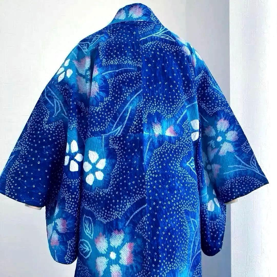 有松絞り・有松鳴海絞り　浴衣　ロイヤルブルー　身丈155cm No.5-190