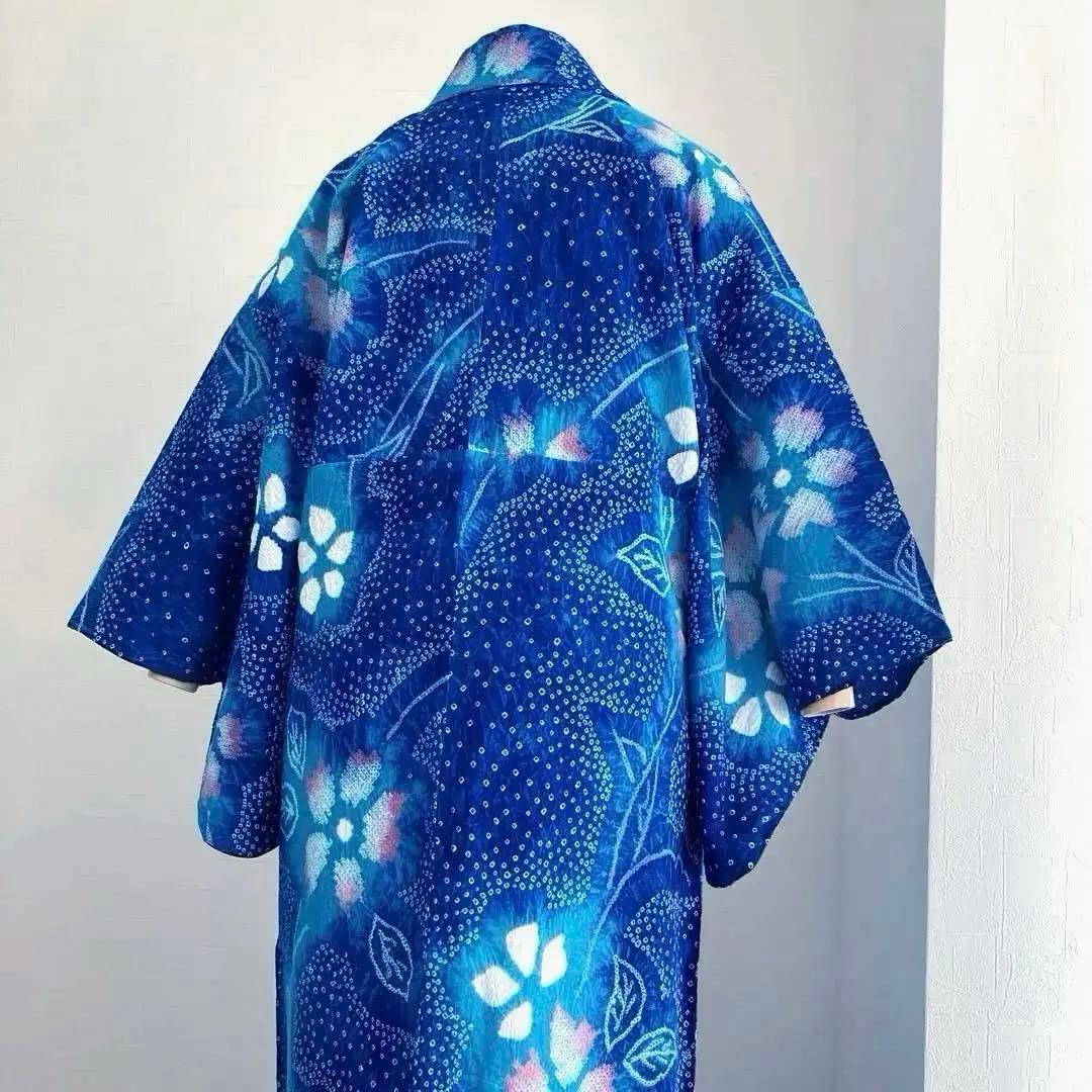 有松絞り・有松鳴海絞り　浴衣　ロイヤルブルー　身丈155cm No.5-190