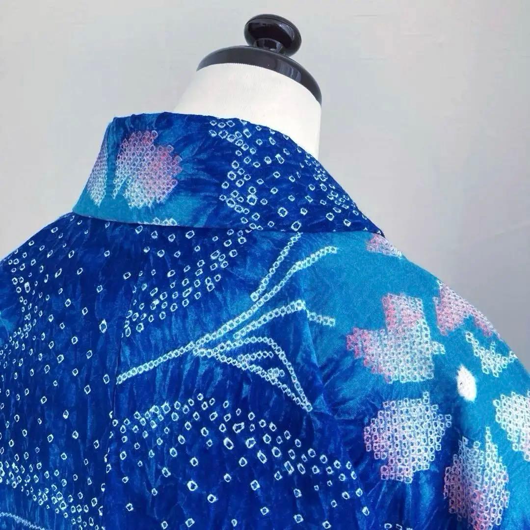 有松絞り・有松鳴海絞り　浴衣　ロイヤルブルー　身丈155cm No.5-190