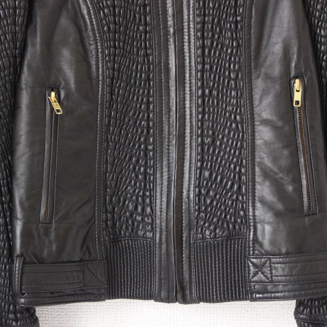 BALMAIN ラムレザージャケット Lサイズ ブラック スタンドカラー 本革