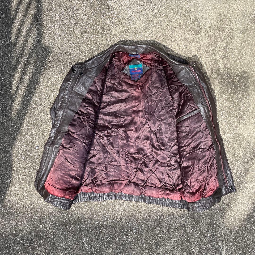 美品】短丈 vintage レザージャケット XL 深水光太 ブラウン 茶色