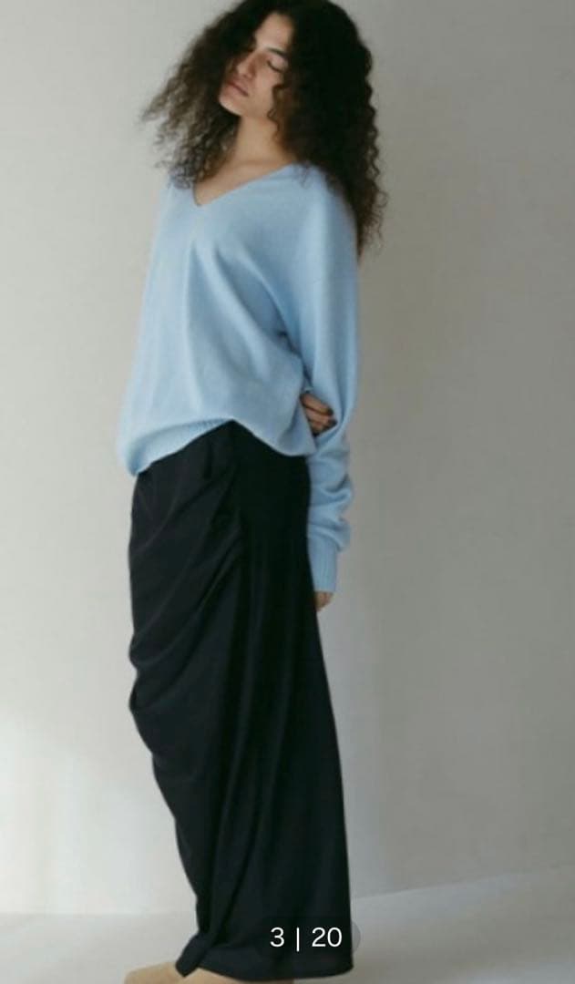 新品　ETRE TOKYO サイドランダムギャザーロングスカート　M ETRE TOKYO（エトレトウキョウ） スカート サイドランダムギャザー