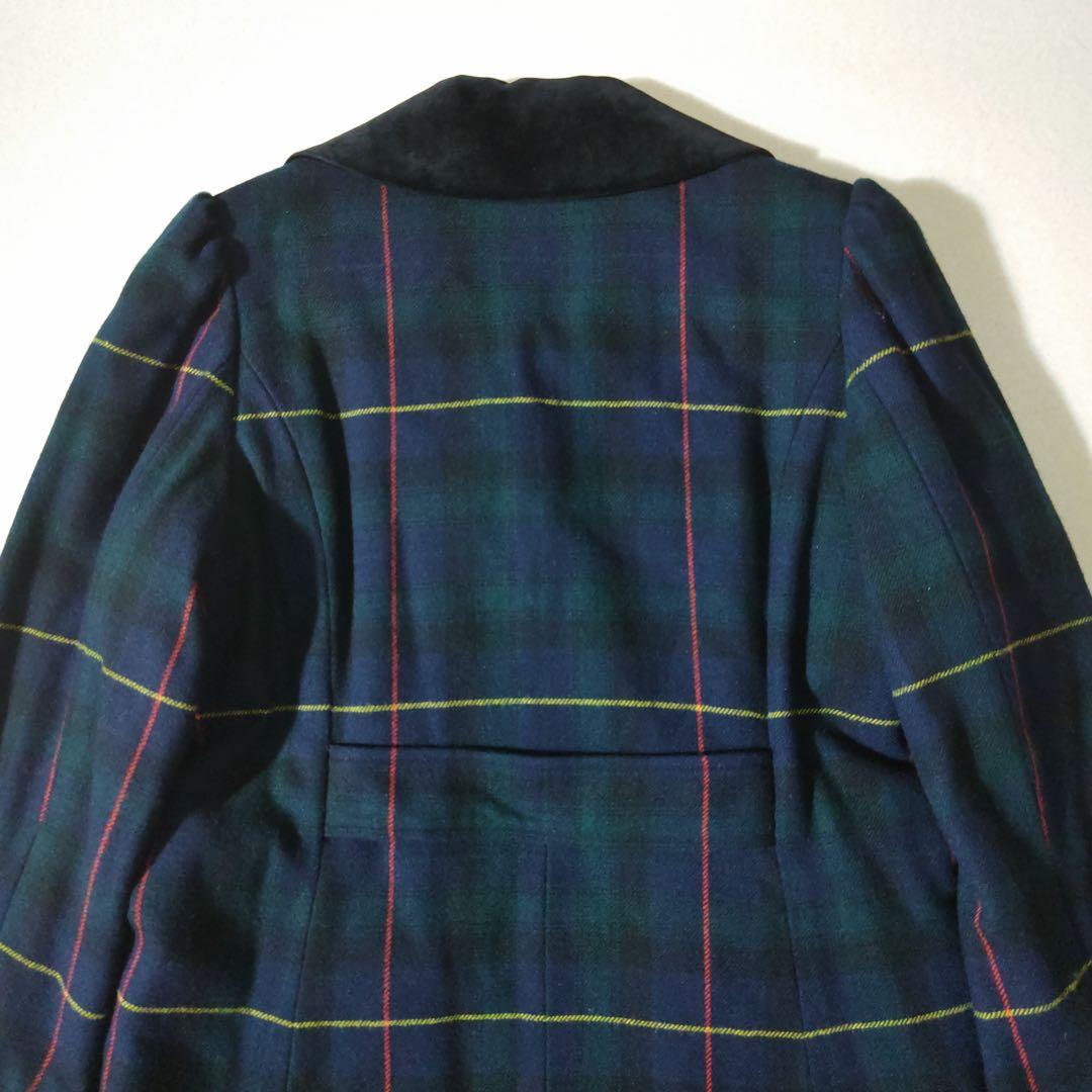 ラルフローレン チェスターコート 金ボタン チェック柄 深緑 裏地
